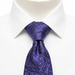 Chaps Vintage Tie 100% Silk Purple Paisley Print Ralph Lauren